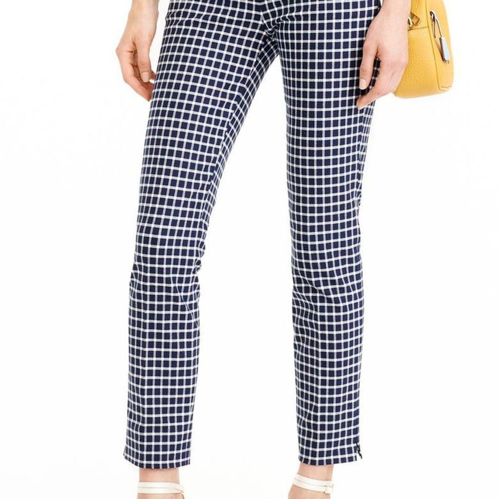 J. Crew Navy White Check Martie Pants Size 6